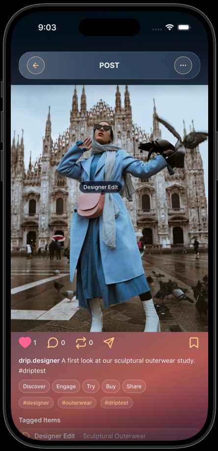 Content becomes shoppable inside the DRIP app